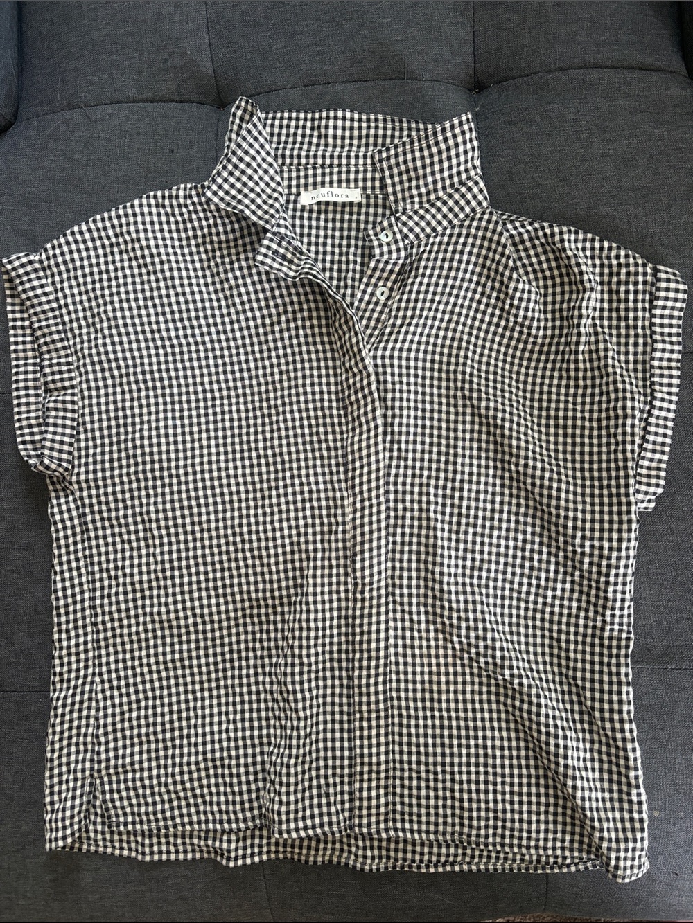 Neuflora Black & White Gingham Button-Down Shirt